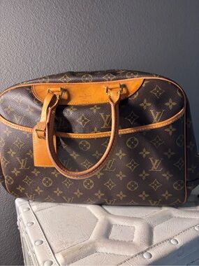 Louis Vuitton Brown Monogram Canvas Duffel with Tan Leather Trim